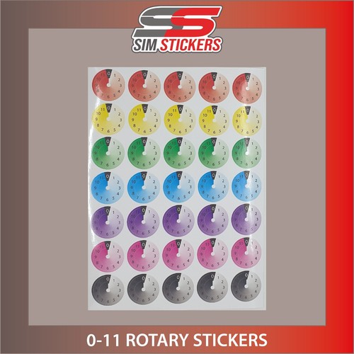 Coloured rotary stickers - rotary, 0-11